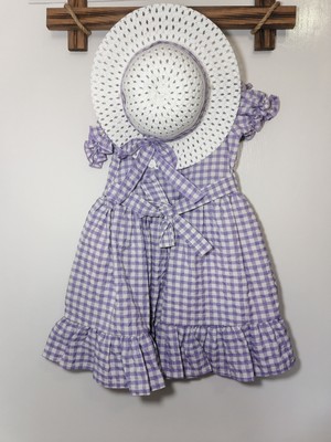 Diba Bebek Kız Çocuk Şapkalı Ekose Elbise