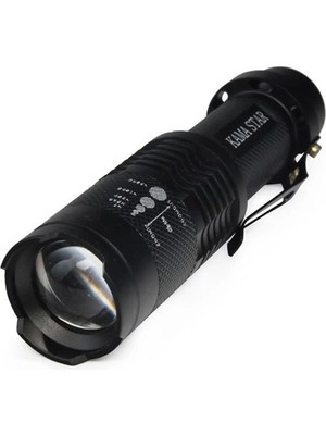 Hopinip Km 87 Polis Tipi Zoomlu Şarjlı Metal Dağ Kamp Cep Feneri ( Lisinya )