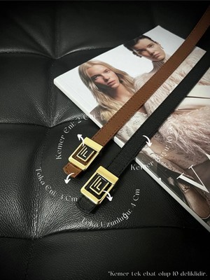 Fiori F Tokalı Ince Kadın Kemeri, Ceket Kemeri, Gömlek Kemeri, Elbise Kemeri