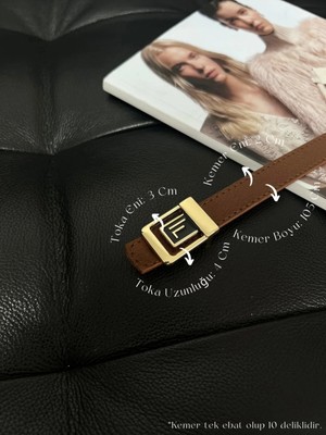 Fiori F Tokalı Ince Kadın Kemeri, Ceket Kemeri, Gömlek Kemeri, Elbise Kemeri