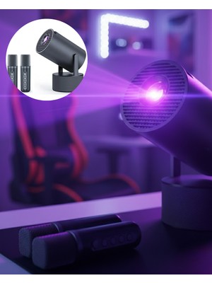 Hopinip Siyah Android Sistemli Kareoke Projeksiyon 180° Döner Başlıklı - Lisinya