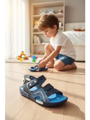Enoch Noch Yan Bant Nakış Işlemeli ve Üçlü Bantlı Ergonomik Çocuk Sandalet