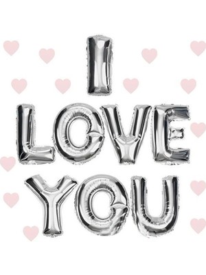 Hopinip I Love You Folyo Balon Gümüş Renk 35 cm - Lisinya