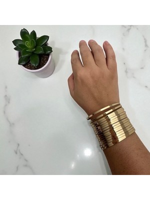 ALS Tasarım Dünyası Kadın Çelik Tek Seferde Çoklu Düz Bileklik