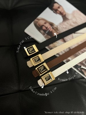 Fiori F Tokalı Kadın Kemeri Suni Deri Karışık Renk Günlük Kullanım İçin Şık Tasarım