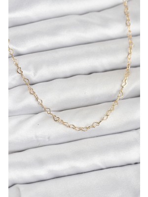 Hopinip cm 14K Gold Renk Kalp Zincirli Kadın Kolye - Lisinya