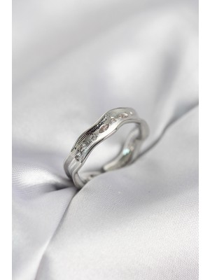 Hopinip Gümüş Renk Su Damlası Model Zirkon Taşlı Kadın Yüzük - Lisinya