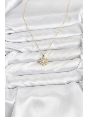 Hopinip Pirinç Gold Renk Çiçek Model Kadın Kolye - Lisinya