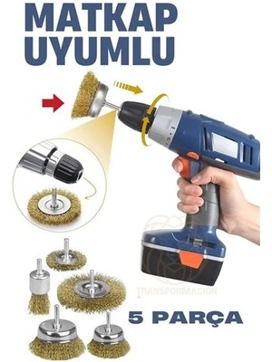 Hopinip Matkap Uyumlu Saçaklı Pimli Tel Fıça Fırça Seti 1/4 Inç ( Lisinya )