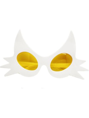 Hopinip Beyaz Renk Bıyık Tasarımlı Kedi Parti Gözlüğü 19X11 cm - Lisinya