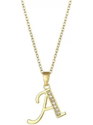 SY Aksesuar Çelik Gold Harf Kolye 45CM