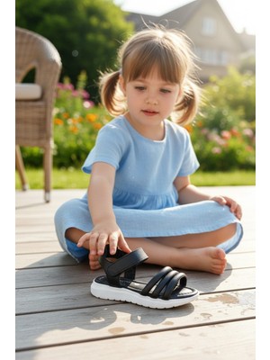 Enoch Üçlü Puf Bant Tasarımlı ve Yumuşak Iç Tabanlı Modern Çocuk Sandalet