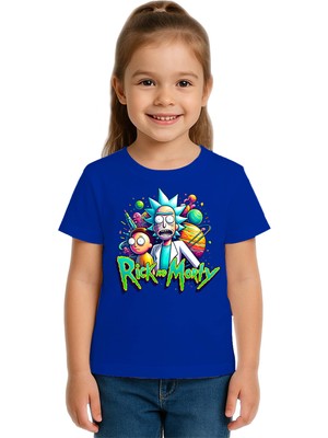 Sedirli Unisex Rick And Morty Baskılı Çocuk Tişört Pamuklu Penye Kumaş