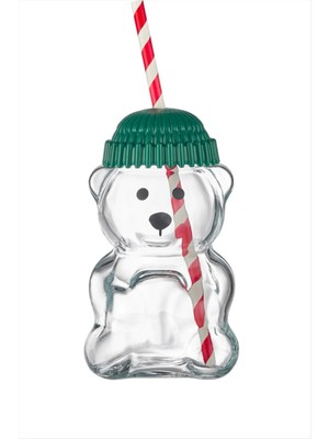 Flamex Ayıcıklı Pipetli Cam Kahve Bardağı