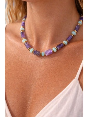 By Song Aksesuar Ametist , Amazonit Doğaltaş Kolye