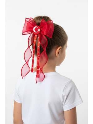 23 Nisan Özel Günler Okul ve Günlük Kullanım Için Türk Bayraklı Fiyonklu Tüllü Klips Toka