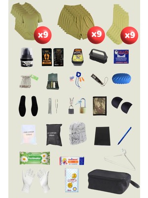 Outdoorun 9'lu Askerlik Seti Fanila Don Çorap ve 27 Parça Aksesuar - Temel ve Bedelli Askerlik Malzemeleri