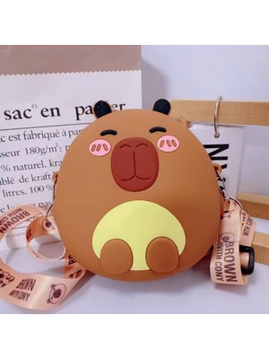 Capybara Kapibara Silikon Çapraz Ayarlı Askı Omuz Çantası Kadın Genç Kız Erkek Çocuk Bebek Hediyelik