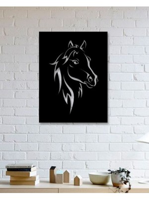 Sscnc At Figürlü Mdf Duvar Tablosu – Modern Lazer Kesim Dekoratif Tablo – 40X30 cm