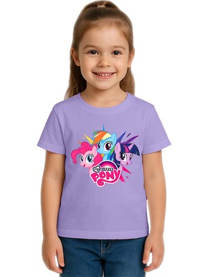 Sedirli Unisex My Little Pony Baskılı Çocuk Tişört Pamuklu Penye Kumaş