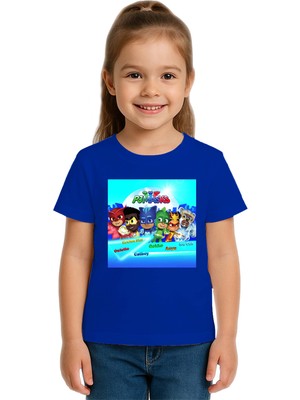 Sedirli Unisex Pijamaskeliler Baskılı Çocuk Tişört Pamuklu Penye Kumaş
