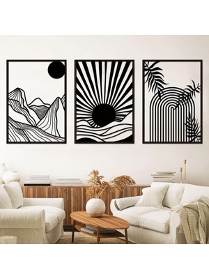 Sscnc Modern Minimalist Mdf Duvar Tablo Seti – 3 Parça – 70X31 cm
