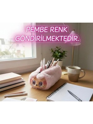Pelüş Burada Pembe Labubu Kalemlik