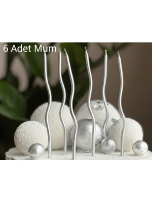 Kıvrımlı Ince Uzun Mum (6 Adet) | Pasta Üstü Zarafet