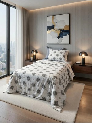 Tekstil Vagonu Tek Kişilik Lastikli Nevresim Takımı 2 Yastık Kılıflı Yumuşak Dokulu