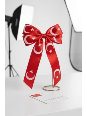 23 Nisan Özel Günler Okul ve Günlük Kullanım Için Türk Bayraklı Fiyonklu Saten Klips Toka
