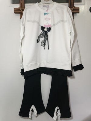 Diba Bebek Kız Çocuk Önü Taşlı Siyah Beyaz Takım