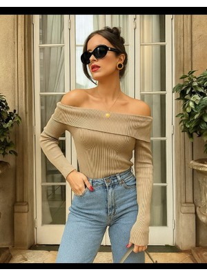 Madonna Kayık Yaka Uzun Kollu Kaşkorse Günlük Kullanım Şık Tasarım