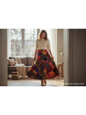 Tosbik Otantik Tosbilotantik Kişiye Özel Tasarım Elişi Patchwork Maksi Pazen Etek