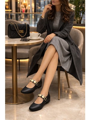 papucumun dünyası Günlük Kemerli Tokalı  Kadın Babet