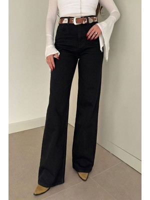 Magarde Tintli Wide Leg Jean- Siyah