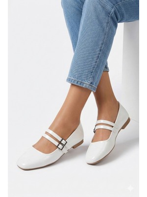 Nmoda Küt Burun Iki Tokalı Kadın Babet Rahat Günlük & Şık Ayakkabı