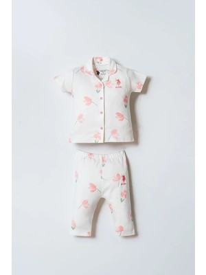 U.S. Polo Assn. U.s. Polo Assn Kız Bebek Gömlek Pijama Beyaz-Pudra