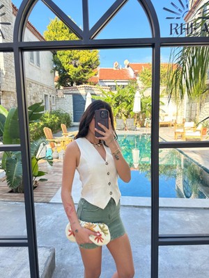 Boom Bester Kadın Astarlı Keten Flam Yelek