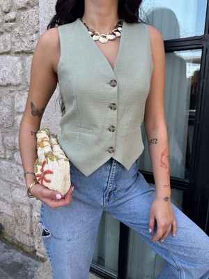 Boom Bester Kadın Astarlı Keten Flam Yelek