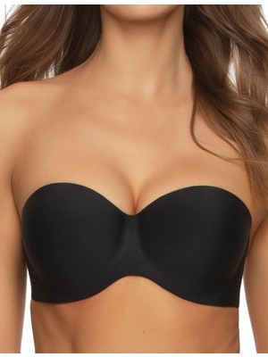 Belvü Tek Parça Strapless Dolgulu Lazer Kesim Sütyen Açık Vizon-Açık Vizon-90