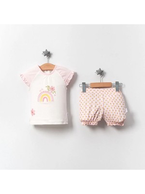 Jolly Joy Gökkuşağı Nakışlı Kız Bebek Alt Üst Takım - Pembe - 9 - 12 Ay Pembe