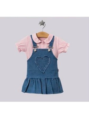 Jolly Joy Kalp Nakışlı Elbise - Pembe - 9 - 12 Ay Pembe