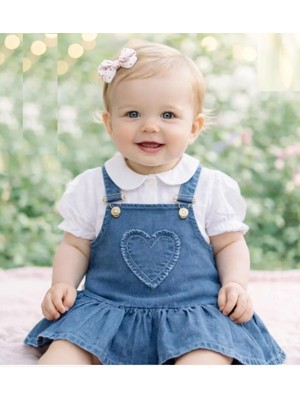 Jolly Joy Kalp Nakışlı Elbise - Beyaz - 12 - 18 Ay Beyaz