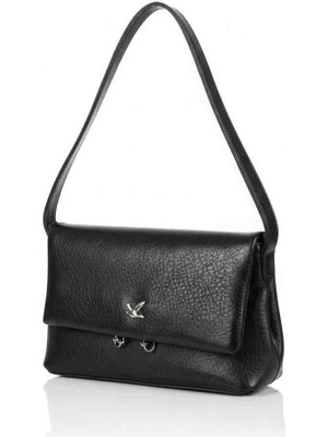 Jaseco Gümüş Kuş Tokalı Dokulu Deri Çanta