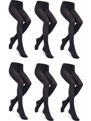 Süsen Lingerie 6 Lı Siyah Kız Çocuk Okul Külotlu Çorabı, 50 Micro Kız Çorabı, Kız Çocuk Çorabı