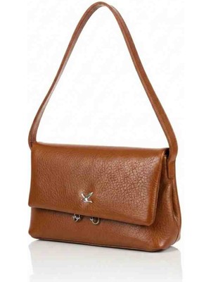 Jaseco Gümüş Kuş Tokalı Dokulu Deri Çanta