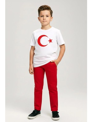 Dmb Boys & Girls Dmb Çocuk Ay-Yıldız Baskılı Tshirt (4-13) Beyaz