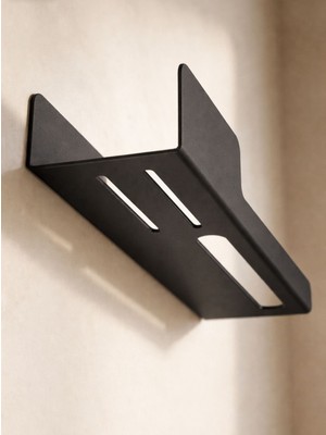 Metal Raflı Havluluk Yapışkanlı – Siyah / Beyaz Duvar Havlu Askısı - Dekoratif Havlu Askılığı