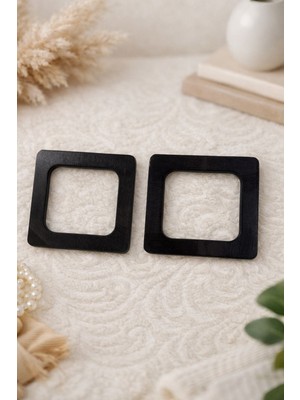 İğne İzi 12X12 cm Ahşap Kare Çanta Sapı – Örgü Çanta Yapımı Için Doğal Ahşap Halka (2 Adet)