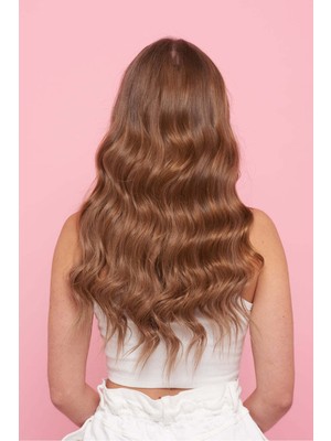 Özbience Yüksek Kaliteli Doğal Görünümlü Karamel Yarım Ay Çıt Çıt Postiş